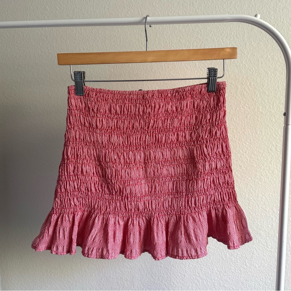 Zara Gingham Ruched Mini Skirt / Sleeveless top